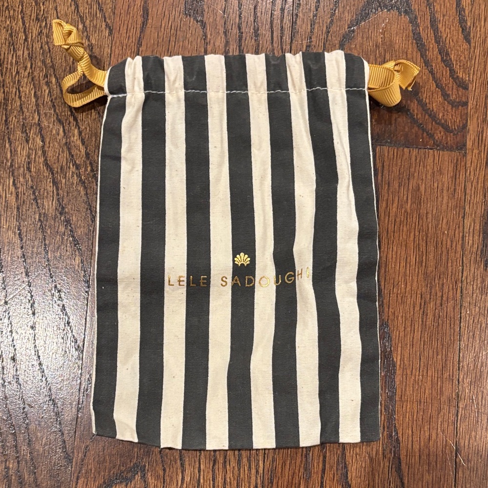 Lele Sadoughi Black and Cream Striped Pouch